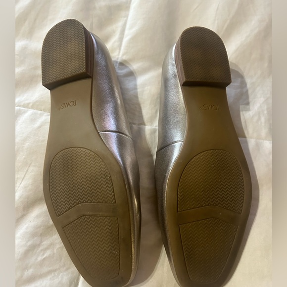 Brielle Light Gold Metallic Leather TOMS Flats - Picture 3 of 9